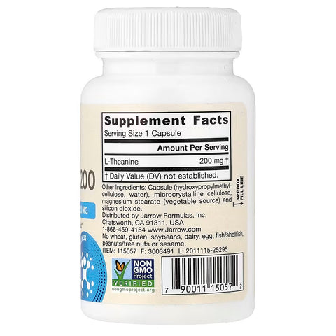 Jarrow Formulas Extra Strength L Theanine Brain & Cognitive 200mg 60 Veggie Caps
