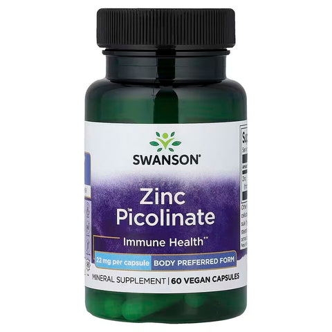 Swanson Zinc Picolinate 22 mg 60 Vegan Capsules