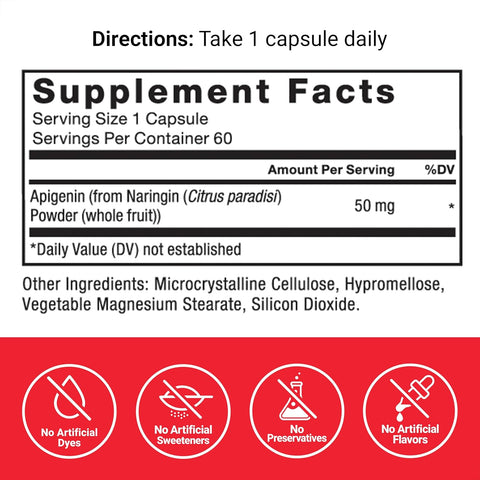 FORCE FACTOR Apigenin Prostate Health Stress Support  Antioxidant 50mg 60 Caps