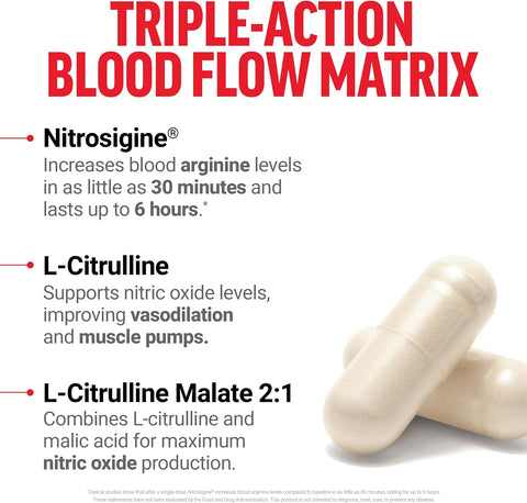 FORCE FACTOR Nitric Oxide Booster Fast-Acting L-Arginine Citrulline Maximize Muscle Pumps 120 Caps
