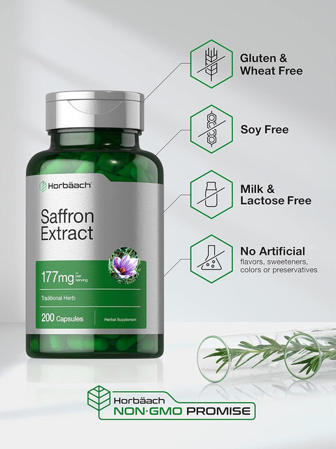 Horbaach Saffron Extract 177mg per serving 200 Capsules