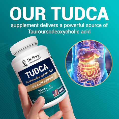 Dr. Berg TUDCA Tauroursodeoxycholic Acid Liver Health Bile Flow Gallbladder Digestive Health 30 Caps
