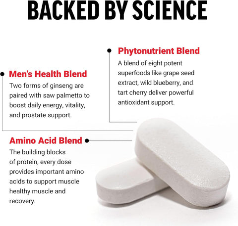 Force Factor Men’s Multivitamin  for Men Plus Amino Acids 27 Vitamins and Minerals Support Energy, and Immunity, 60 Tablet