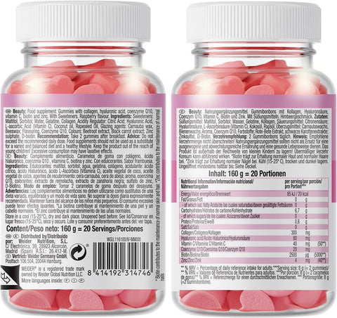 Weider Beauty Gummies - Nourishes Hair Skin Anti-ageing Q19 biotin -Vitamin C - zinc hyaluronic acid