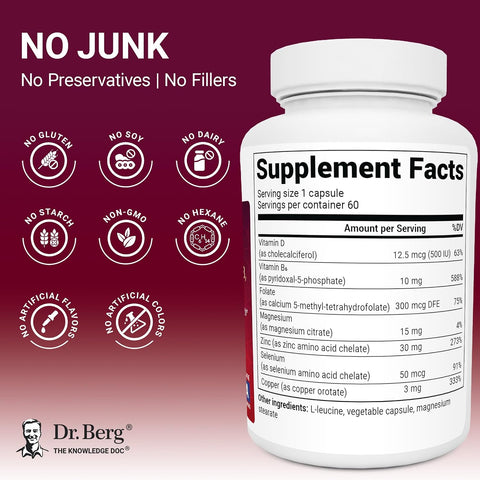 Dr. Berg Zinc Çinko 30 mg 7-in-1 Immune Support with Vitamin D & Selenium for Healthy Skin, Hair & Daily Wellness 60 Caps