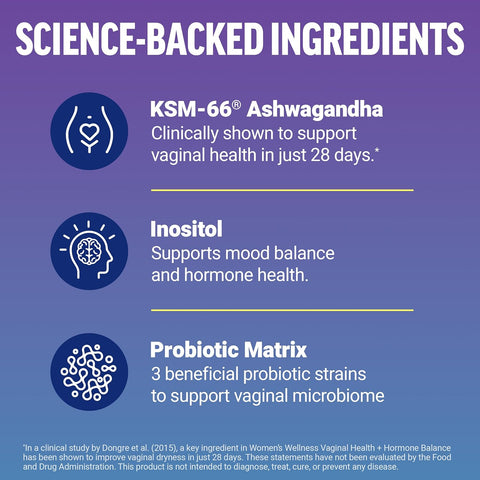 Force Factor Vaginal Health Probiotic Women's Health KSM66 Ashwagandha inositol Hormone Balance 60 Soft Chews