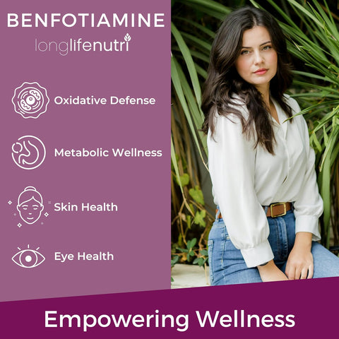 LongLifeNutri Benfotiamine 300mg Fat-Soluble B1 Thiamine 180 Vegetarian Capsules