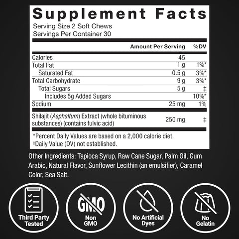Force Factor Supreme Shilajit, Premium Himalayan Shilajit Trace Mineral Immune Health 60 Chews