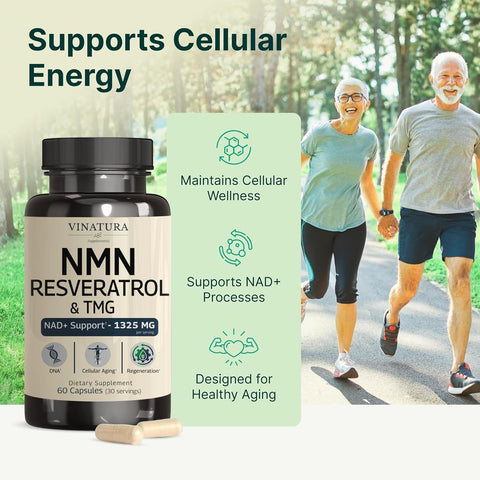 VINATURA NMN 1325MG NMN 1000mg with Resveratrol and TMG NAD+ 60 Caps
