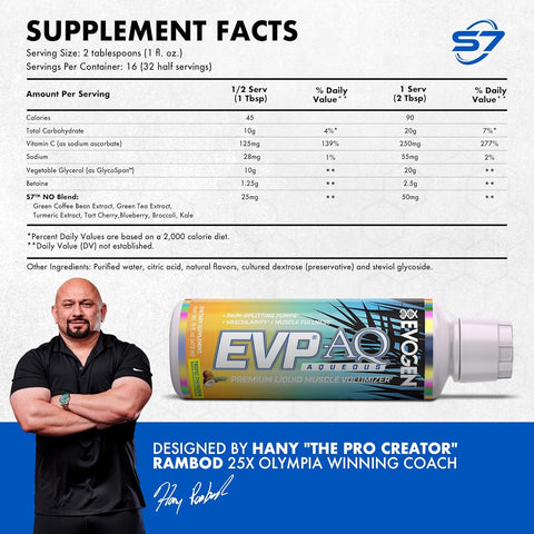 Evogen EVP-AQ Liquid Glycerol Muscle Volumizer PreWorkout for Pumps Vascularity Hydration 473 ml
