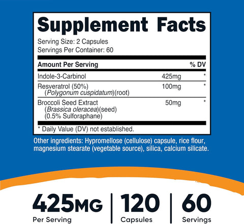 Nutricost Indole-3-Carbinol Liver 425mg 120 Caps
