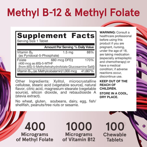 Jarrow Formulas Methyl B-12 1000 Mcg and Methyl Folate 400 Mcg