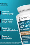 Dr. Berg Whole Food Multivitamin with Minerals Trace Mineral Benfotiamine Folate Alpha lipoic Acid 60 Caps