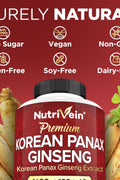 Nutrivein Korean Red Panax Ginseng Boost Energy, Mental Focus & Immune Health 1600mg 180 Caps