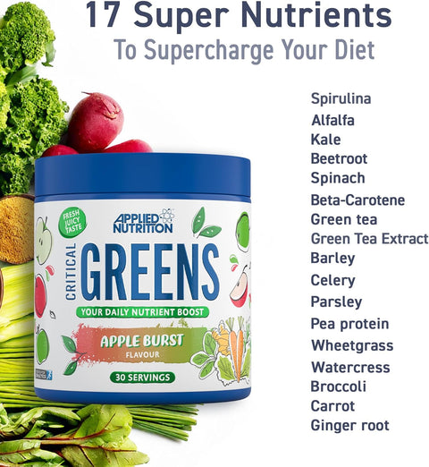 Applied Nutrition Critical Greens Superfood Blend for Gut Health Energy and Immune Support 30 Servis