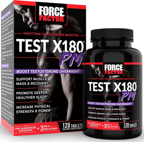 Force Factor Test X180 PM Testo Booster for Men Sleep and Recovery Gaba+Theannie+Boron+Arginine+Melatonin 120