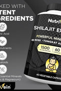 Nutrivein Premium Himalayan Shilajit with Irish Sea Moss Tongkat Ali Ashwagandha 1500 mg - 60 Caps