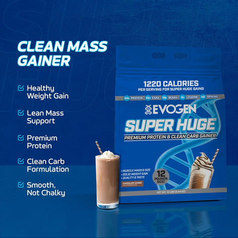 Evogen Super Huge Mass Gainer Protein High Calorie Weight Gainer Carbs & Nutrients Strength 5,4 Kg