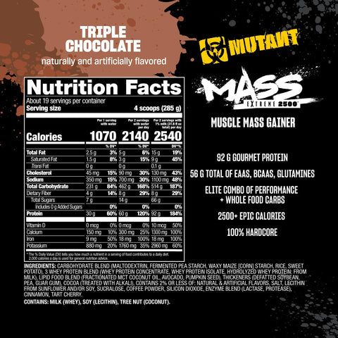Mutant Mass Extreme Gainer – Whey Protein Powder – Build Muscle Size and Strength – High Density Clean Calories