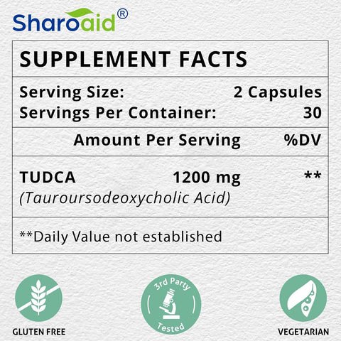 Sharoaid TUDCA Liver Detox Cleanse Kidney Gallbladder 1200 mg 60 Caps
