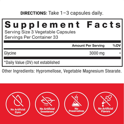 Force Factor Glycine to Promote Relaxation and Restful Sleep Support Cognitive Mood Balance, and Nerve Health, 100 Vegetable Capsules