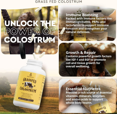 Ancestral Supplements Grass Fed Beef Colostrum Supplement, 3000 mg, 180 Caps