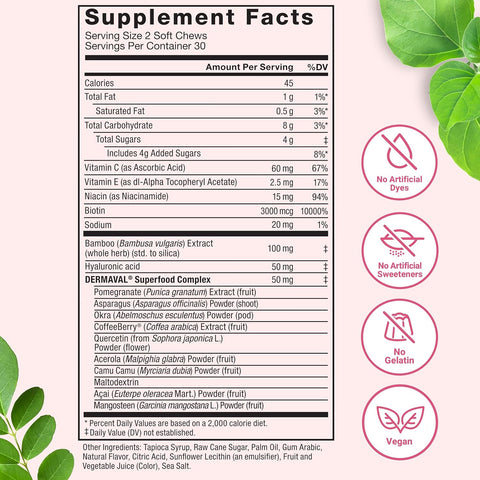 Force Factor Collagen Superfoods Women with Biotin Hyaluronic Acid and Vitamin C for Hair Skin Nails 60 Chews