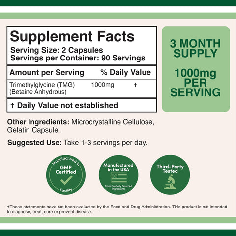 DOUBLE WOOD Tmg Trimethylglycine 1000mg 180 Capsul