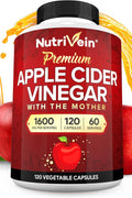 Nutrivein Premium Apple Cider Vinegar Digestion, Keto, Cleansing, and Balanced 1600 mg - 120 Caps