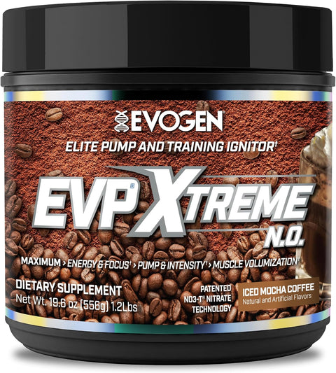 Evogen EVP Xtreme NO PreWorkout Pump Mental Focus Iced Mocha Coffee 40 Servings