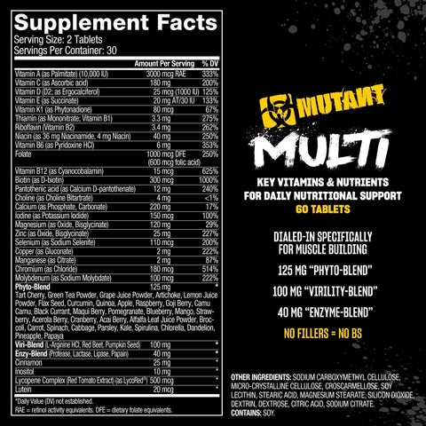 MUTANT Multi Multivitamin 70 Vitamins Minerals & Antioxidants 60 Caps