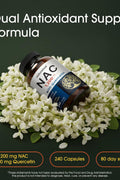 NatureBell NAC N-Acetyl Cysteine Liver Antioxidant 1200mg with Quercetin - 240 Caps