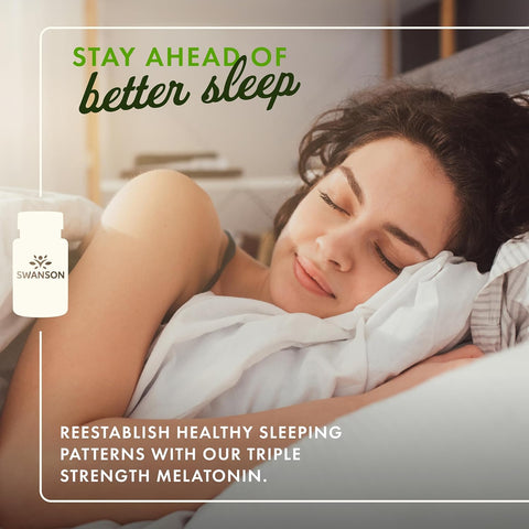 Swanson Triple Strength Melatonin - Natural Sleep Support for Disrupted Sleep Cycles - (60 Capsules, 10mg Each)