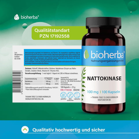 Bioherba Nattokinase Vitamin B1 Thiamin 100 mg 100 Caps
