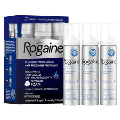 Rogaine Men’s 5% Minoxidil for Men Foam Clinically Proven Regrowth for Thinning Hair, Topical Hair Loss Treatment Unscented Topical Aerosol Results