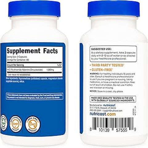 Nutricost NAD+ Nicotinamide NMN 1000 Mg 120 Caps