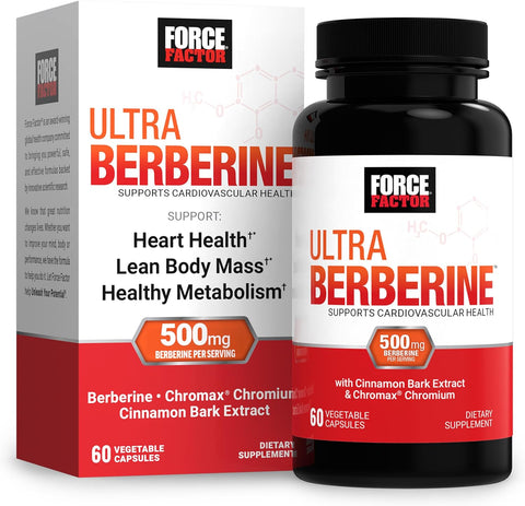 Force Factor Ultra Berberine, 500mg Chromium & Cinnamon 60 Vegetable Capsules