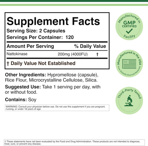 Double Wood Supplements Nattokinase 4,000 FU, Supports Healthy Circulation, 240 Capsules