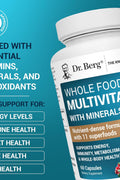 Dr. Berg Whole Food Multivitamin with Minerals Trace Mineral Benfotiamine Folate Alpha lipoic Acid 60 Caps