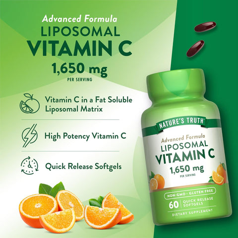 Nature's Truth Liposomal Vitamin C 1650mg 60 Softgels