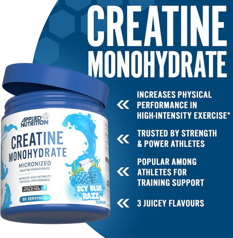 Applied Nutrition Creatine Monohydrate Powder 250g – 100% Micronized Creatine 50 Servings
