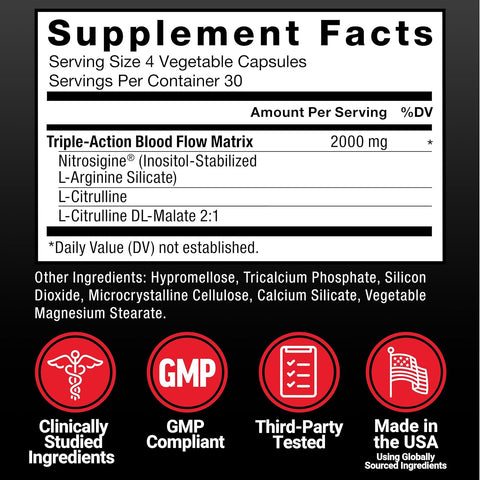 FORCE FACTOR Nitric Oxide Booster Fast-Acting L-Arginine Citrulline Maximize Muscle Pumps 120 Caps