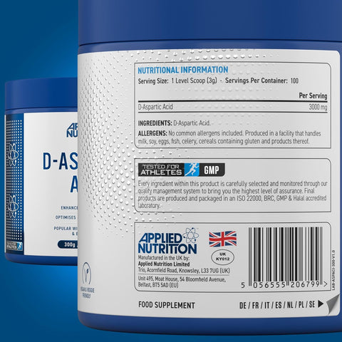 Applied Nutrition Daa-Aspartic Acid - Natural Booster for Enhanced Performance (300g - 100 Servings)