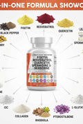 Clean Nutraceuticals Fisetin Quercetin Resveratrol Spermidine - Longevity with NAD Berberine Apigenin Anti Aging Cellular Health Support Caps 60