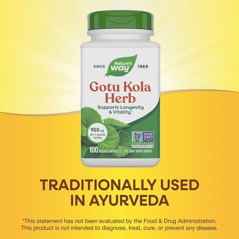Nature's Way Gotu Kola Herb Longevity & Vitality 100 Vegan Caps