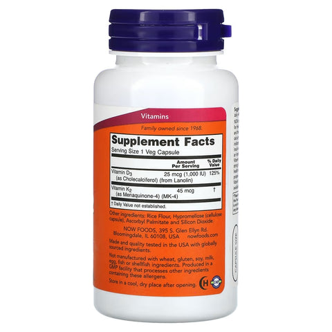 NOW Foods D3 K2 Vitamin 120 caps
