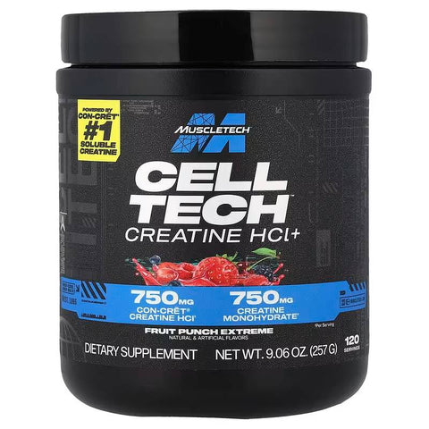 MuscleTech Cell Tech Con-Cret Creatine HCl + Creatine Monohydrate Extreme Zero Sugar 257 g