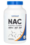 Nutricost N-Acetyl L-Cysteine NAC 600mg 240 Vegetarian Caps
