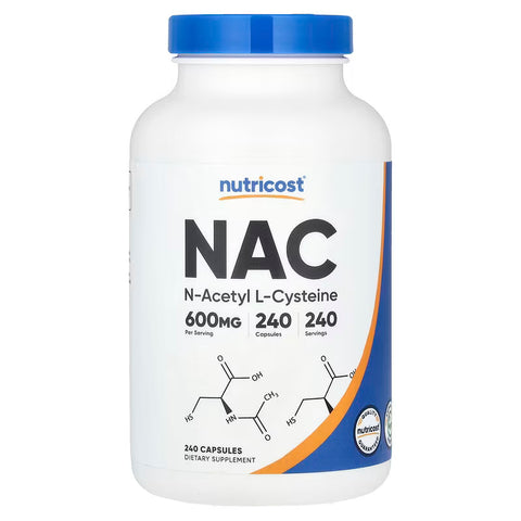 Nutricost N-Acetyl L-Cysteine NAC 600mg 240 Vegetarian Caps