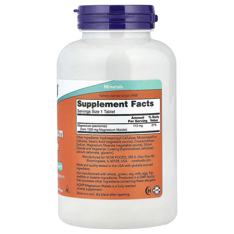 Now Magnesium(Magnezyum) Malate, 1000 mg, 180 Tablet